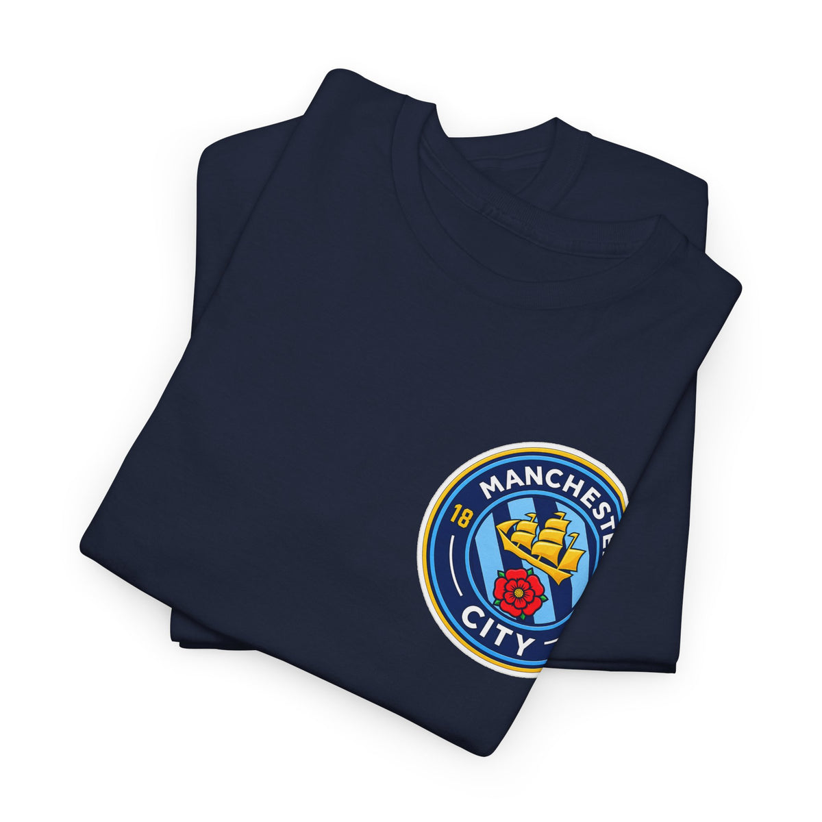 Manchester City Inspired Crest T‑Shirt – Circular Badge Chest Logo Tee