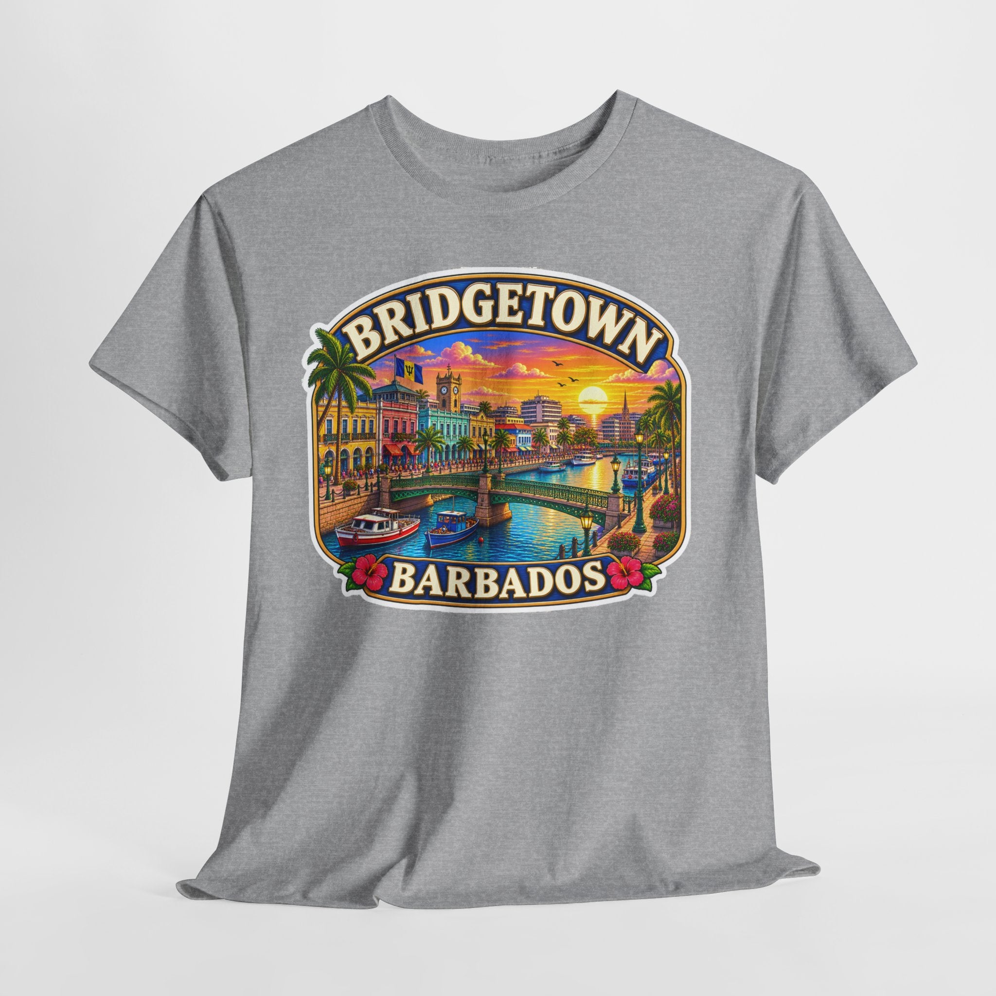 Bridgetown Barbados Vintage Sunset Tee — Caribbean Travel Souvenir T-Shirt