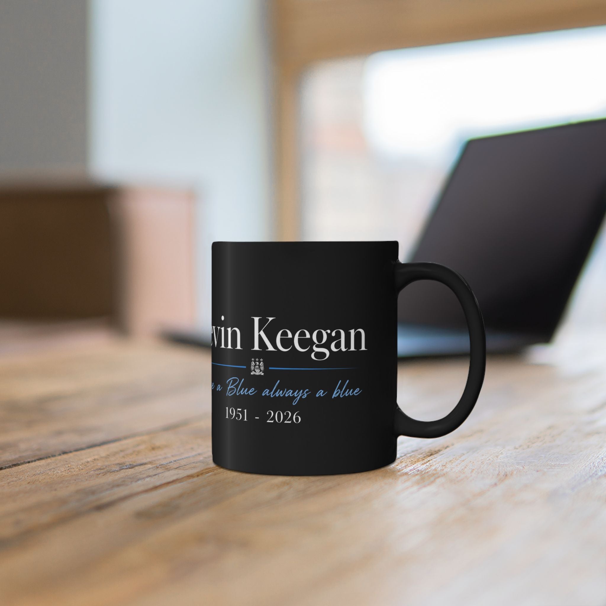 Kevin Keegan Memorial Black Mug – "Once a Blue, Always a Blue" (11oz/15oz)