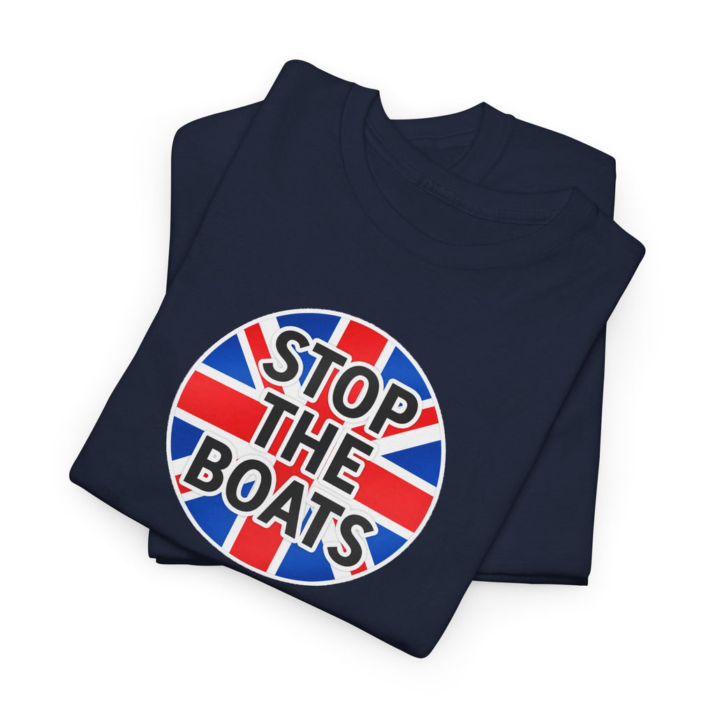 Stop The Boats Union Jack Protest Cotton T-Shirt / Tee
