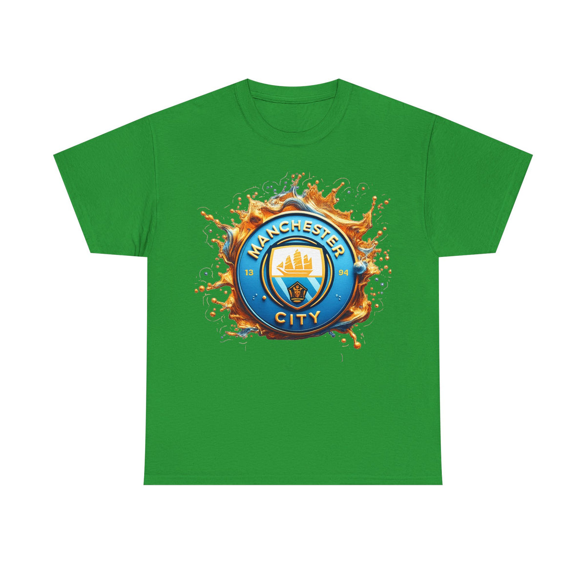 Manchester City Inspired Splash Logo Cotton T-Shirt