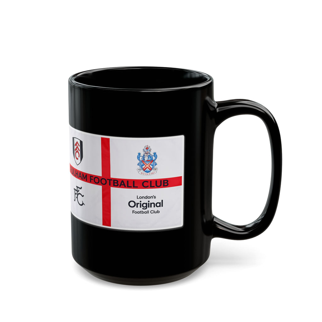 Fulham Football Club Black Mug – Crest & England Flag Design (11oz/15oz)