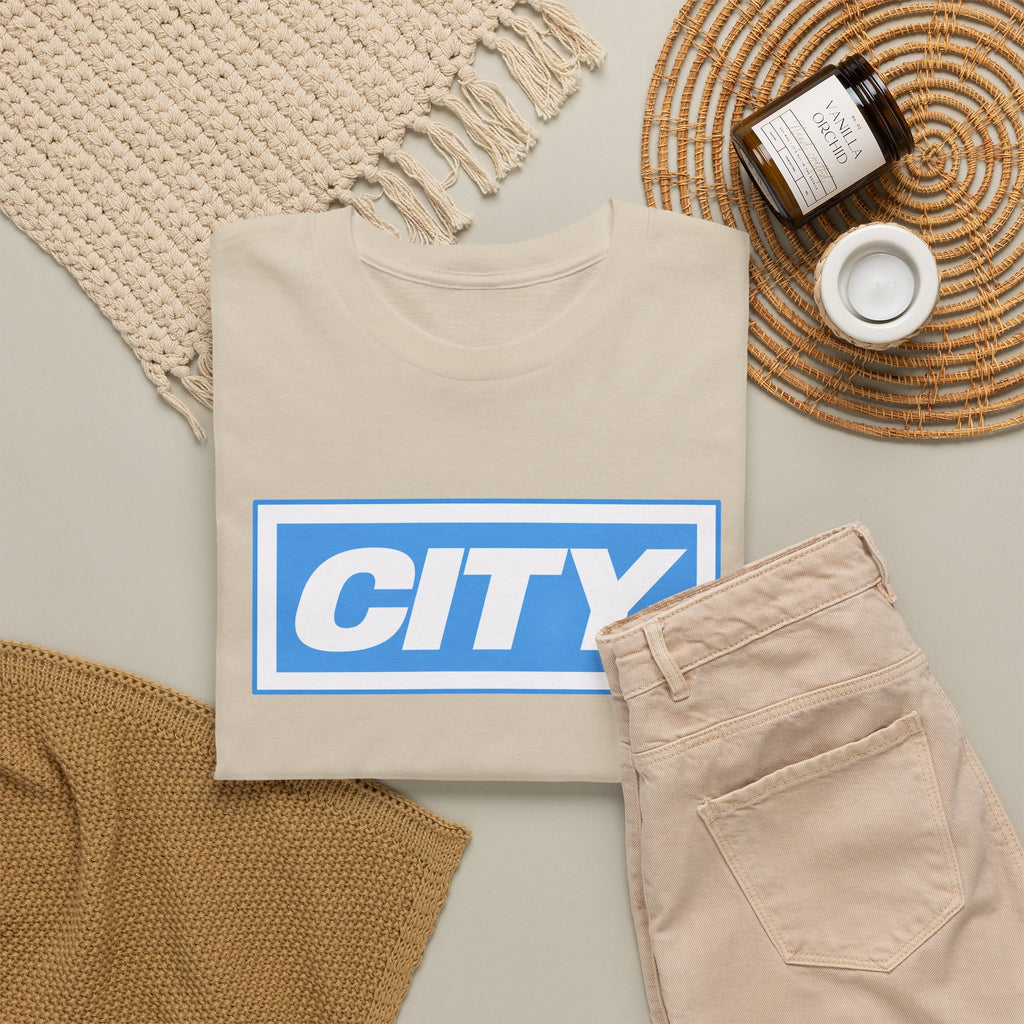 City Logo T-Shirt — Bold Blue Box Graphic Tee