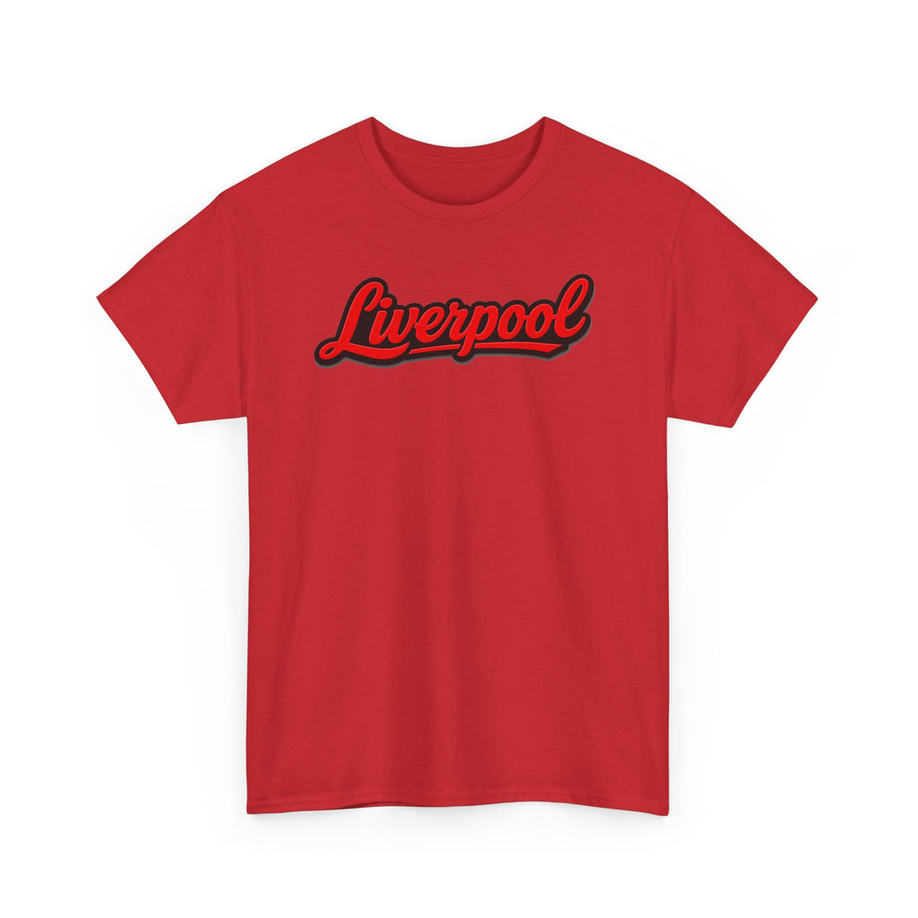 Liverpool Script T-Shirt — Retro Red Script Football Fan Tee