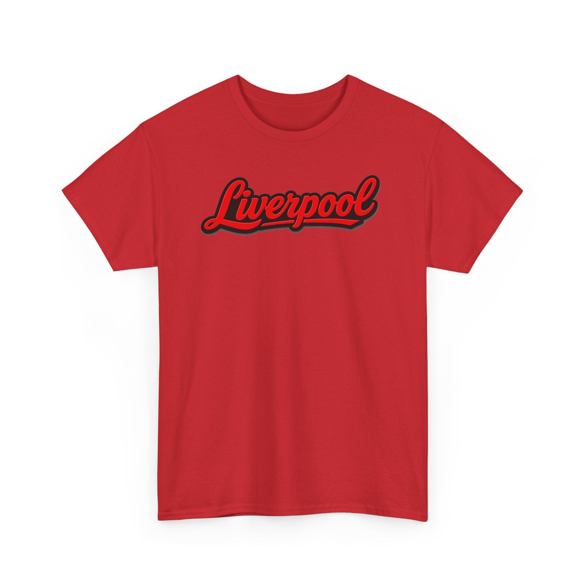 Liverpool Script T-Shirt — Retro Red Script Football Fan Tee