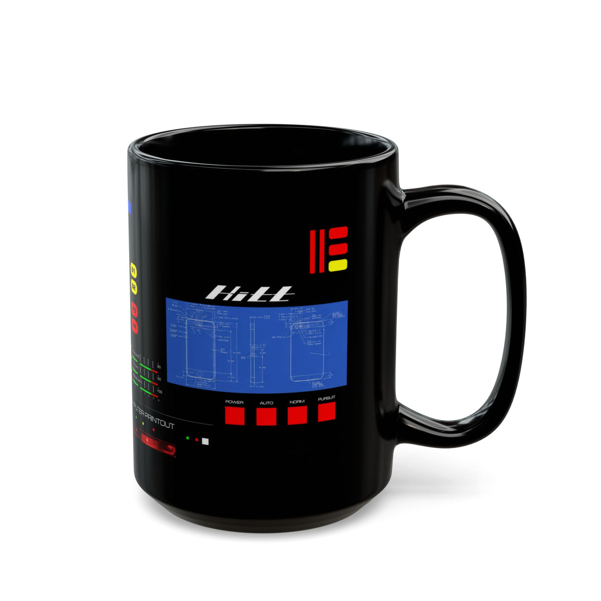 Knight Rider Kitt Dashboard Computer Console Black Mug — Futuristic Control Panel Design (11oz & 15oz)