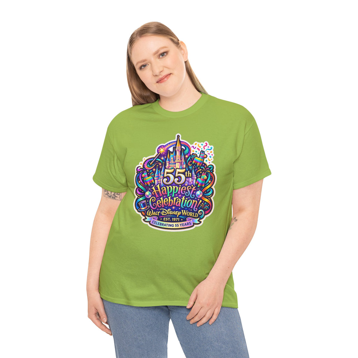 T-Shirt — "55th Happiest Celebration" Colorful Anniversary Castle Graphic Tee