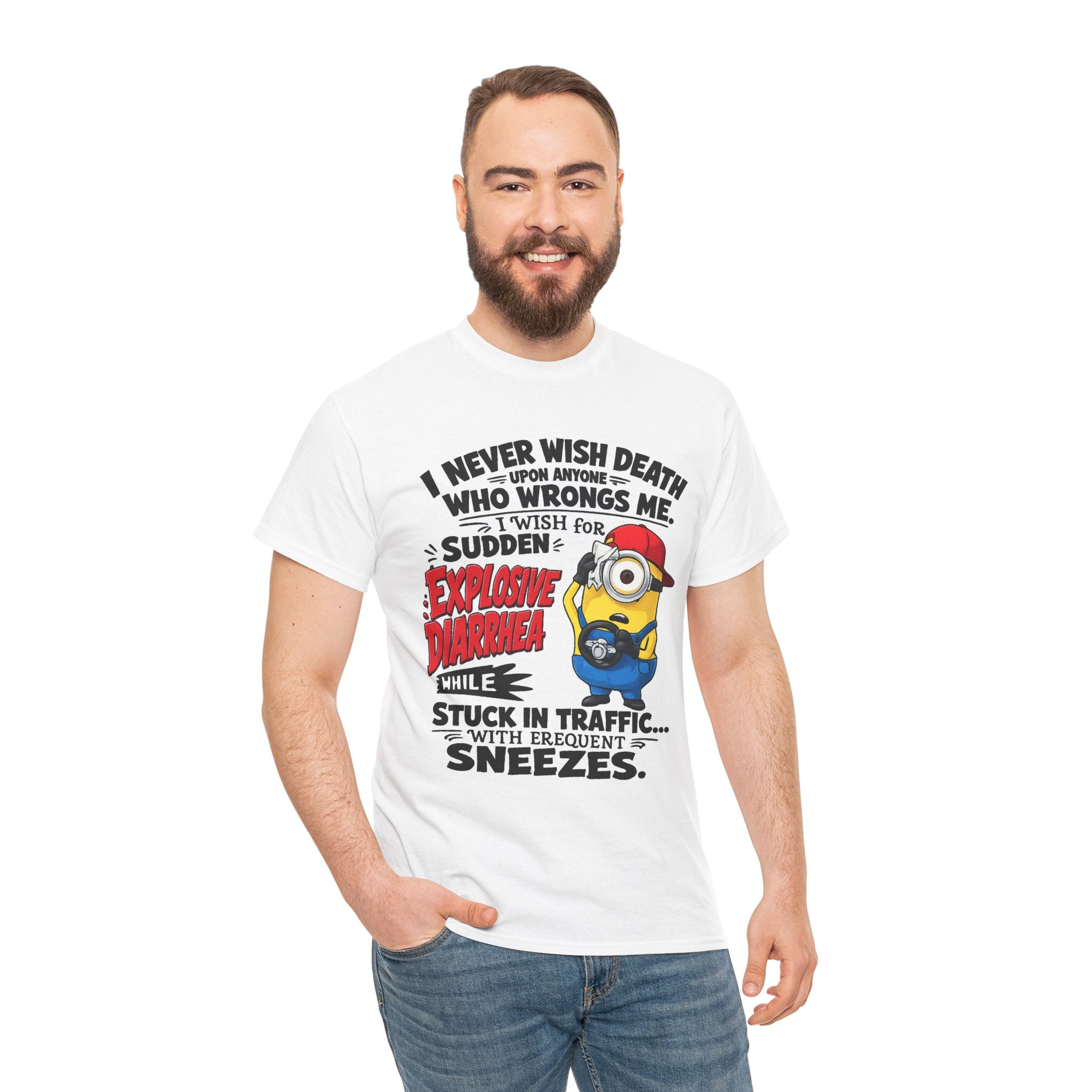 Funny Minion Traffic Tee — "Explosive Diarrhea" Humorous Graphic T-Shirt