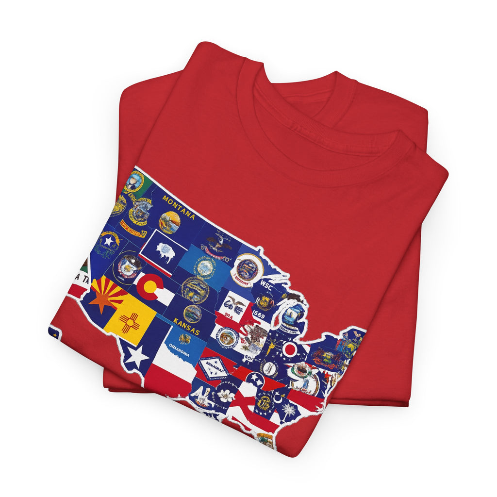 USA Map Flag T-Shirt — United States State Flag Map Tee