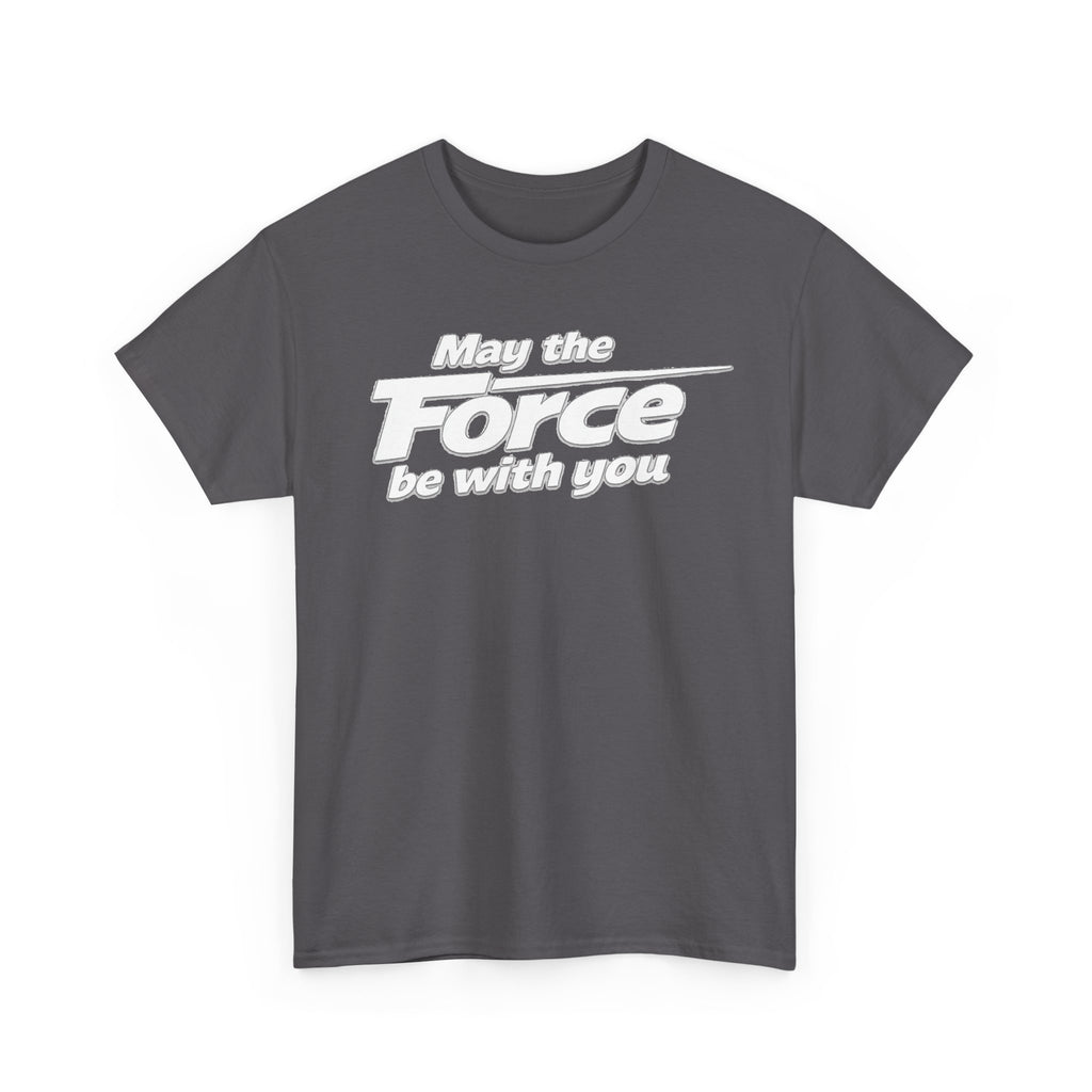 "May the Force Be With You" Retro Embossed Graphic T‑Shirt —