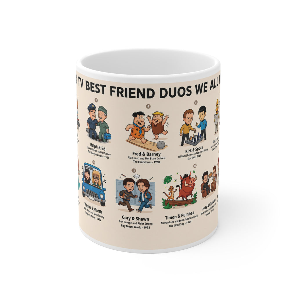 Best Friend Duos Coffee Mug — Vintage Club Championship Medal Design (11oz & 15oz)