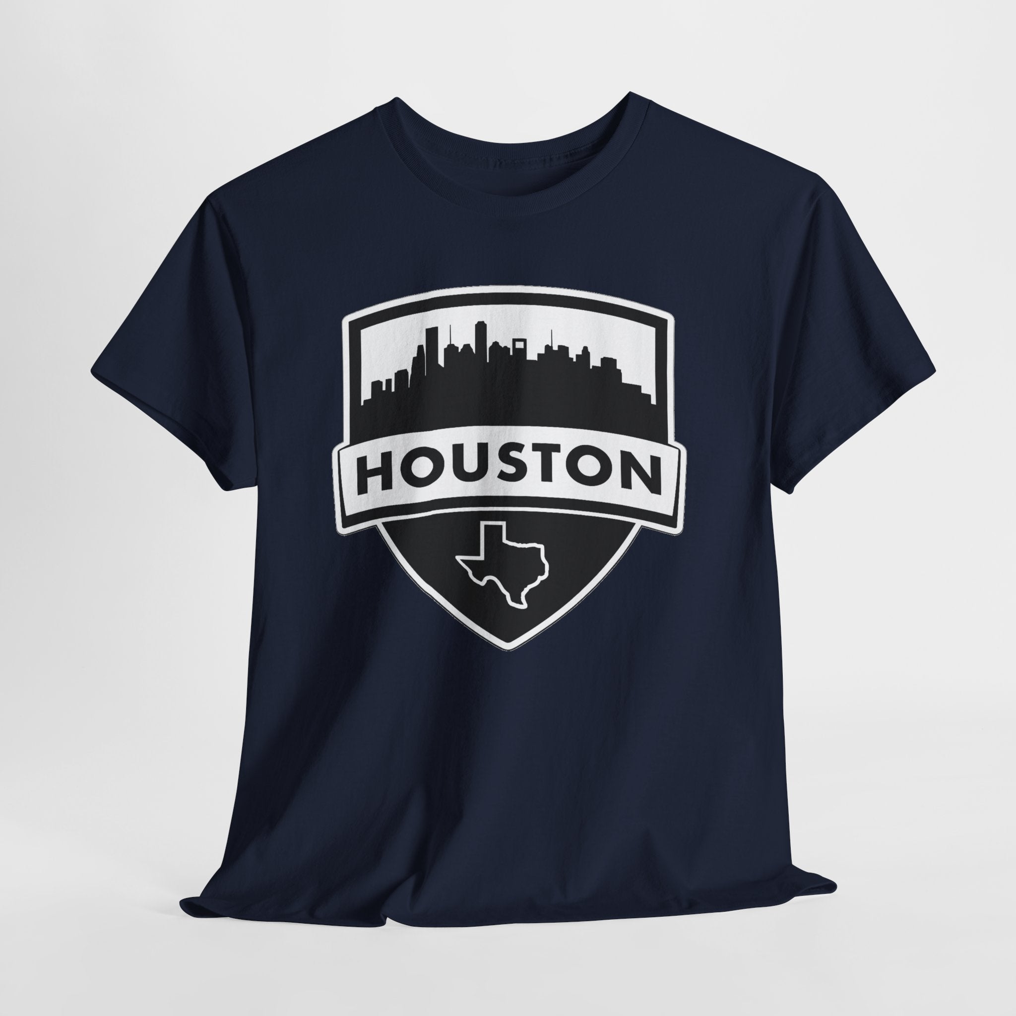 Houston Skyline Shield T-Shirt — Texas Outline City Pride Tee