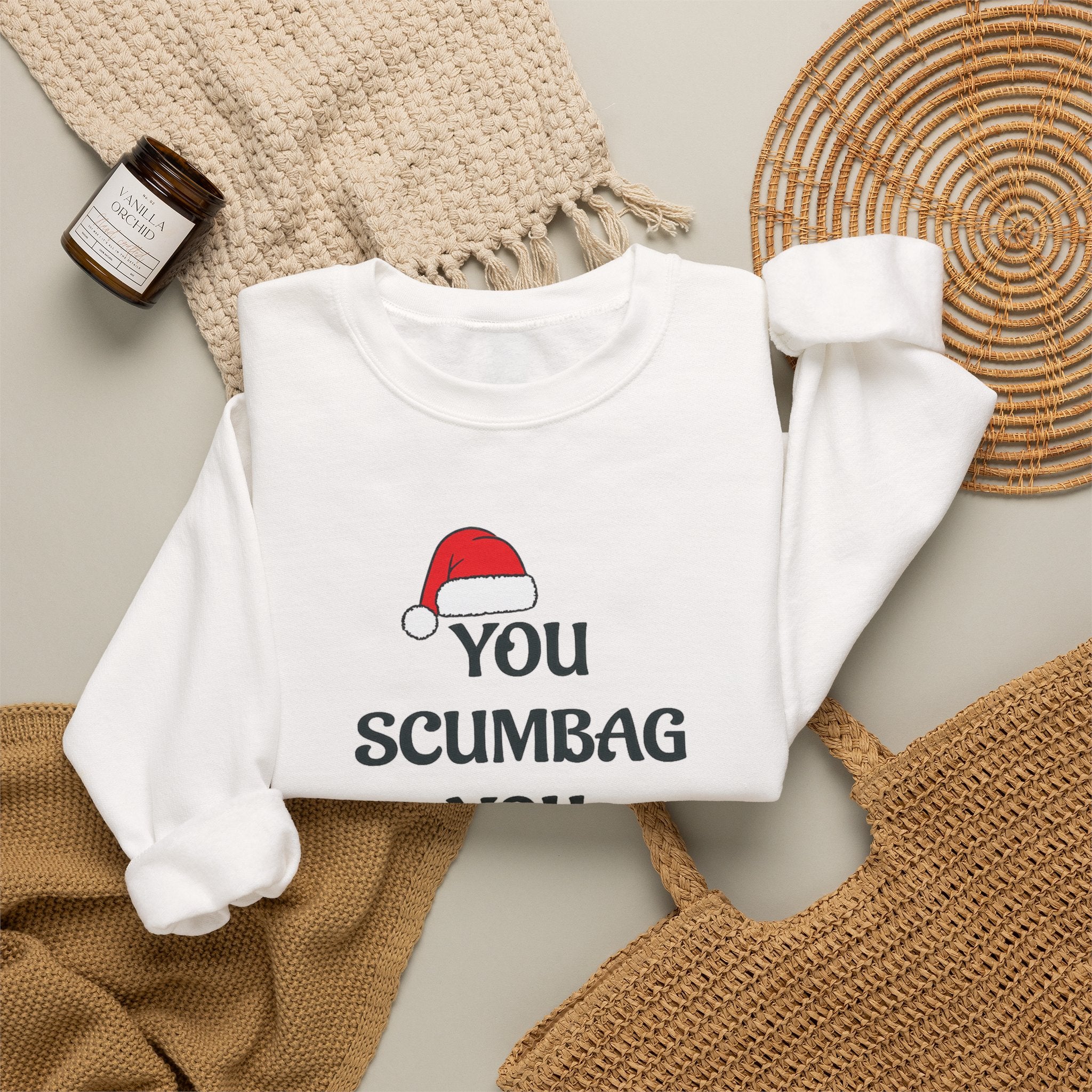 Holiday Sarcastic Sweatshirt — "You Scumbag You Maggot" Funny Christmas Crewneck