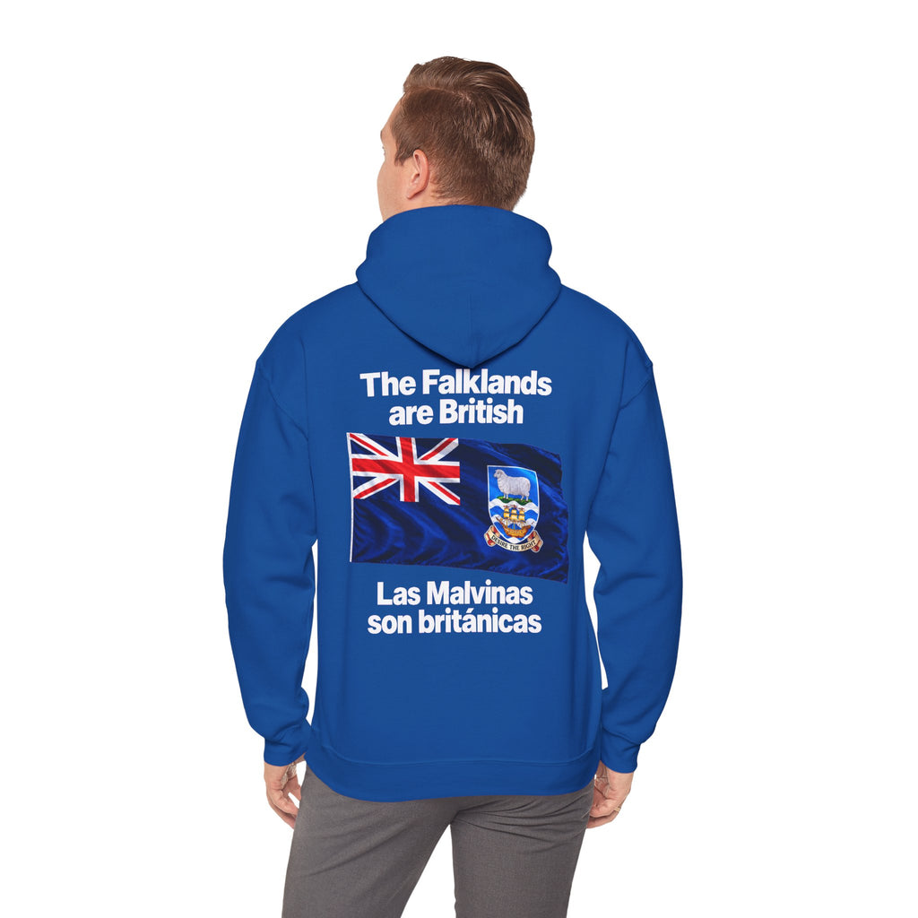 Falklands Are British Hoodie – Bilingual 'Las Malvinas son británicas' Flag Pullover