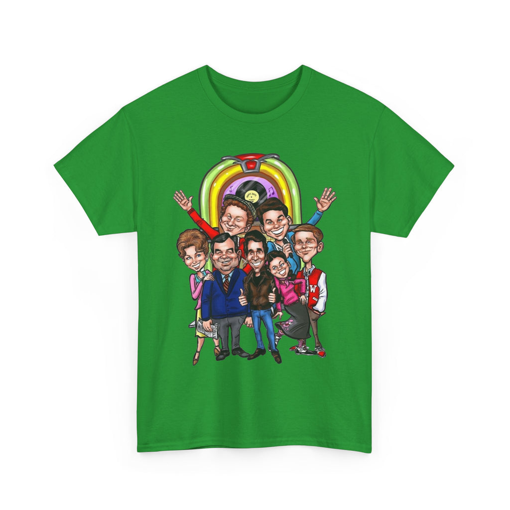 Happy Days Cast Caricature Tee — Retro 70s Sitcom Graphic T-Shirt