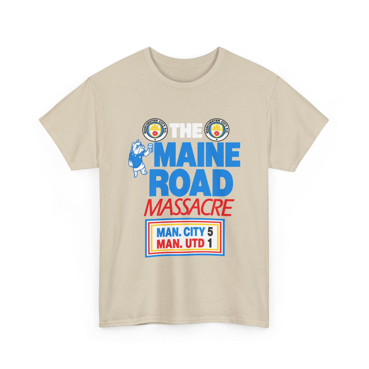 Maine Road Massacre Retro Cotton T-Shirt — Man City 5 vs Man Utd 1 Retro September 1989 Derby T‑Shirt