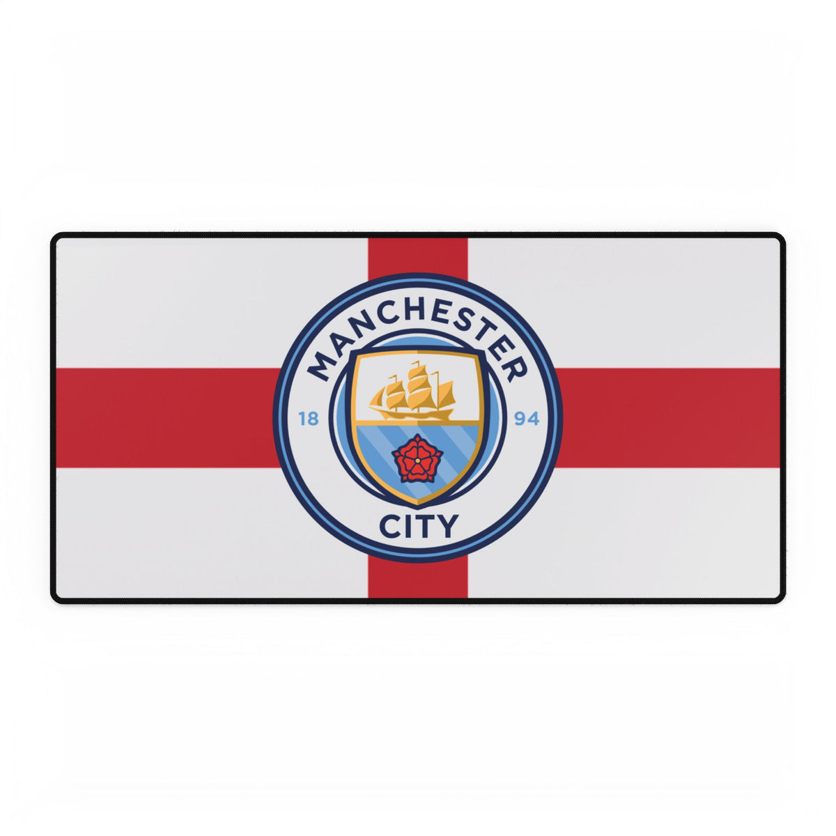 Manchester City St George Flag Desk Mat — Large Football Club Gaming Mouse Pad