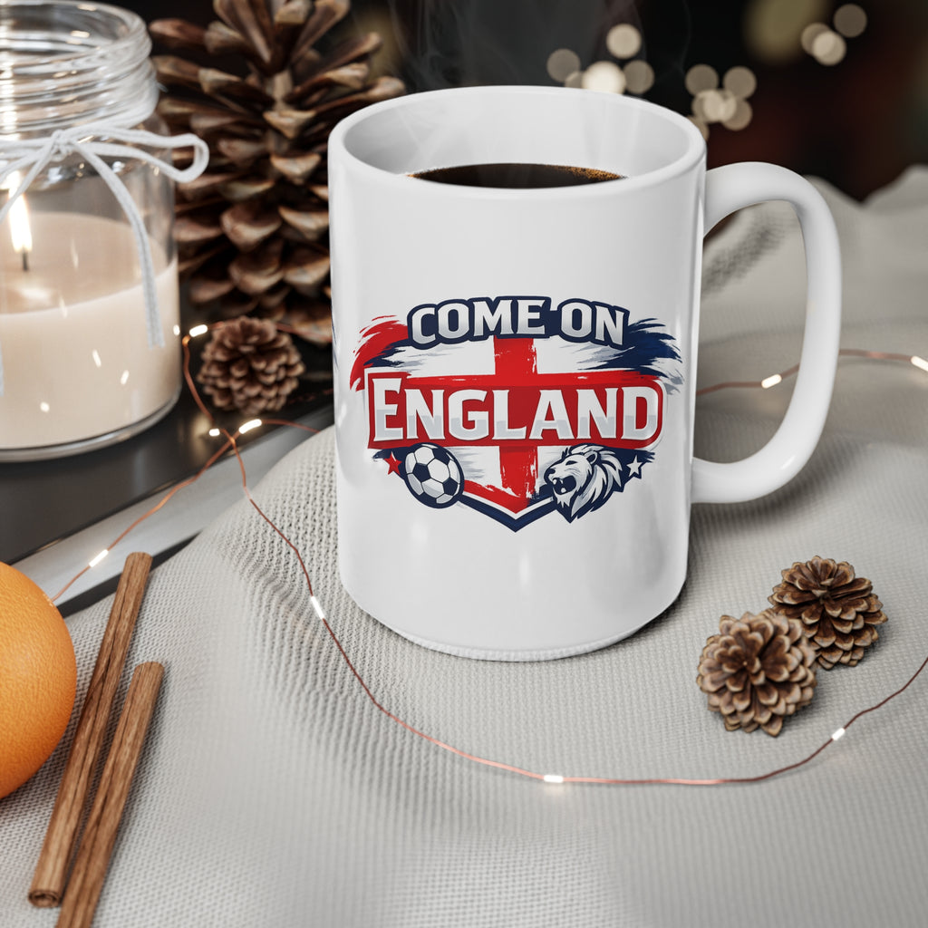 Come On England Soccer Fan Mug — 11oz & 15oz Ceramic Football Supporter Cup