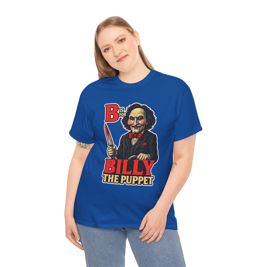 Billy the Puppet Horror Tee — Jigsaw-Style Killer Doll Graphic T-Shirt