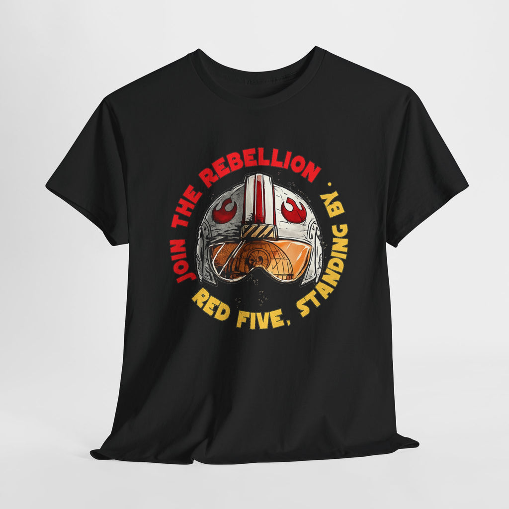 Rebel Pilot T-Shirt — "Join the Rebellion, Red Five" Vintage Helmet Design