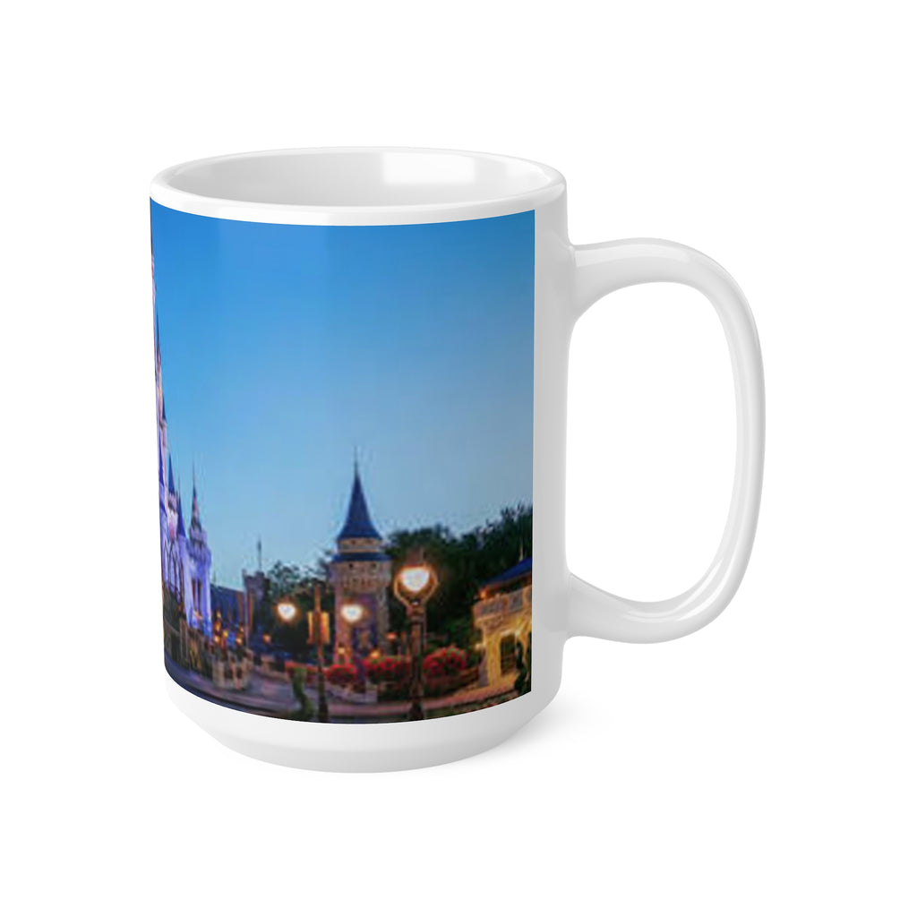 Disney Castle Nightscape Mug — Scenic Theme Park Castle Ceramic Coffee Cup (11oz, 15oz)
