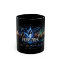 Star Trek Collage Black Mug — Sci‑Fi Crew Montage Coffee Cup (11oz/15oz)
