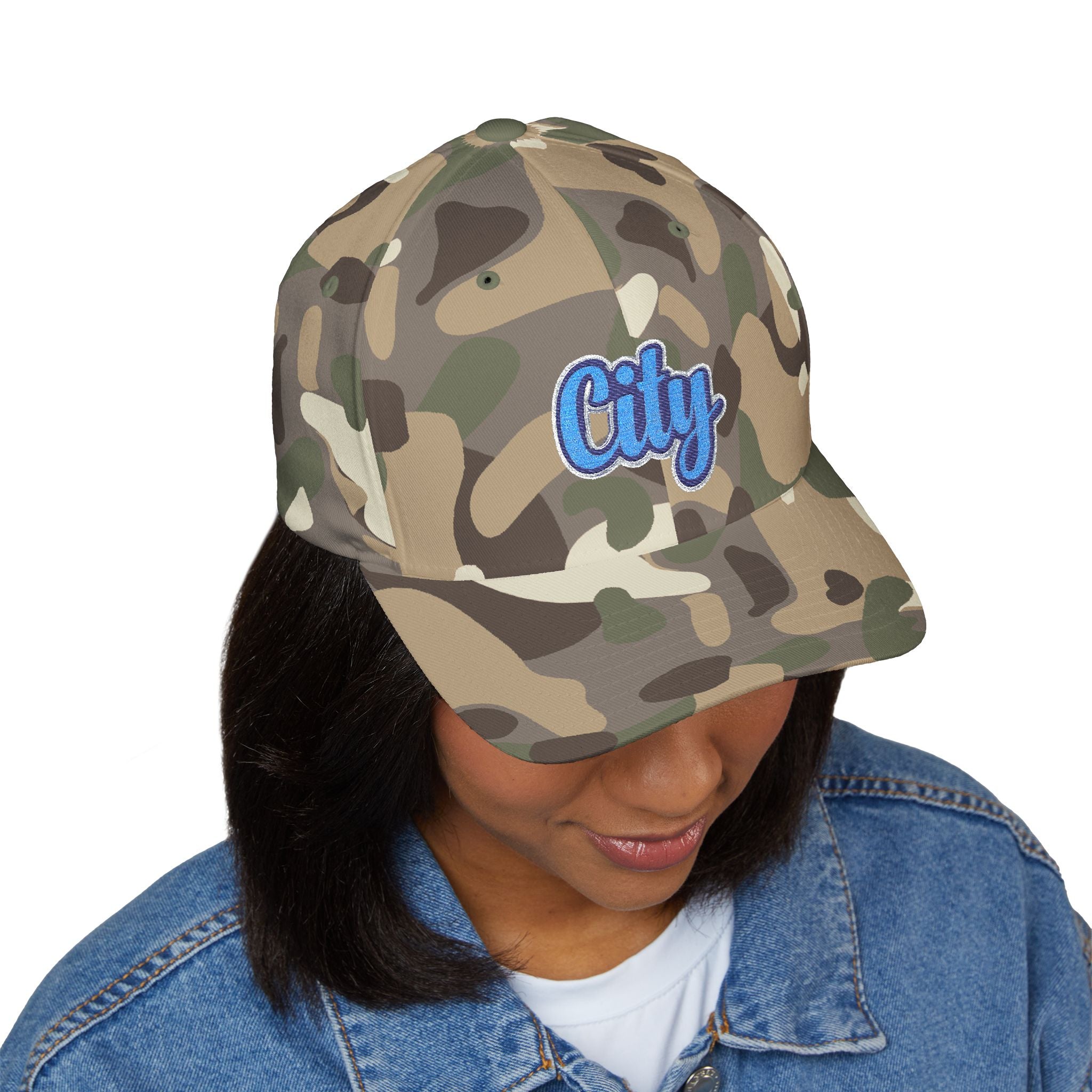 Embroidered "City" Script Closed-Back Baseball Cap