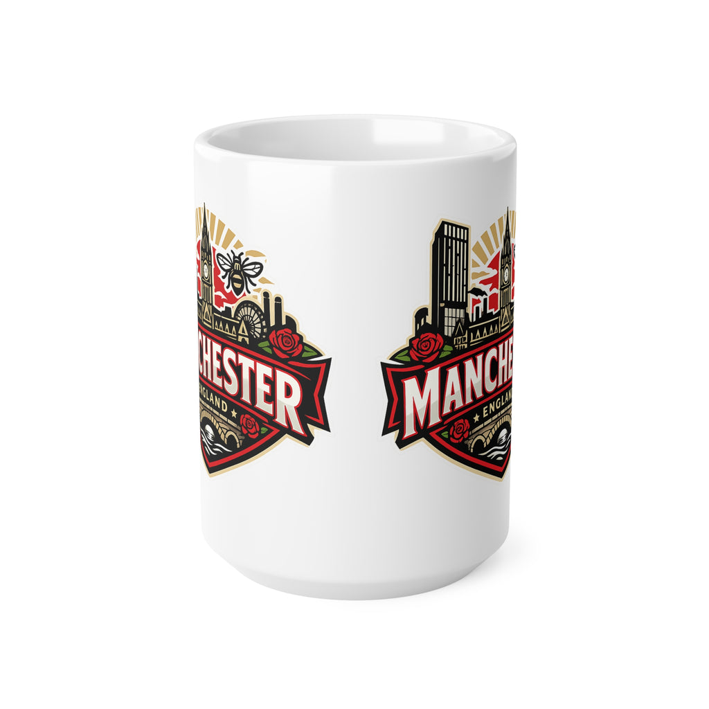 Manchester England Ceramic Coffee Cups, 11oz, 15oz