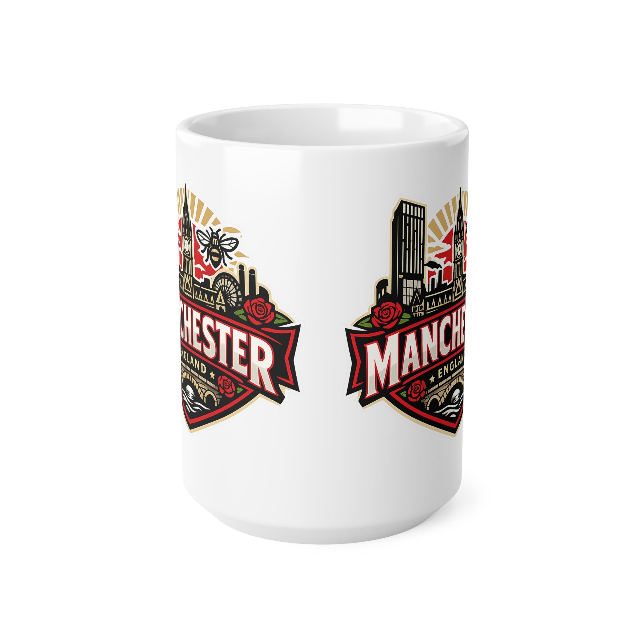 Manchester England Ceramic Coffee Cups, 11oz, 15oz