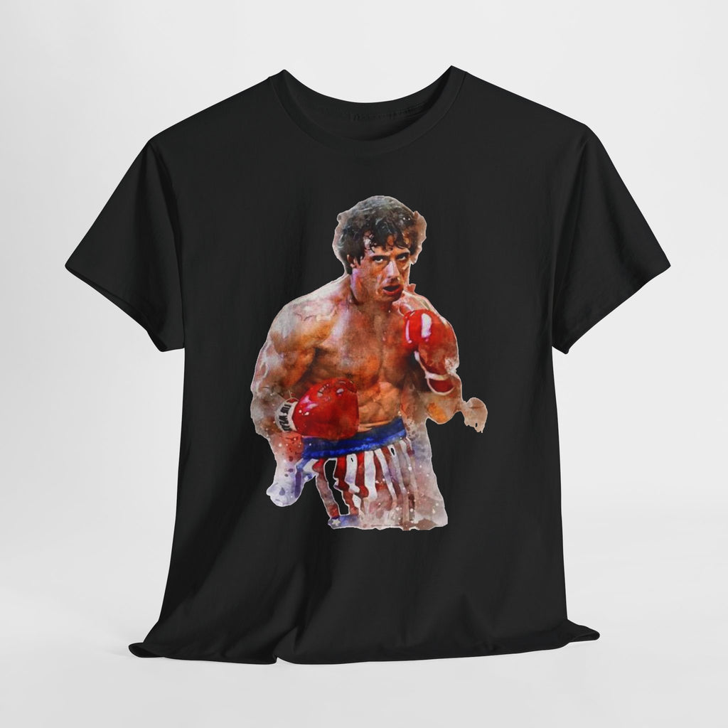 Boxer Rocky Painting T‑Shirt — Vintage American Flag Boxing Tee