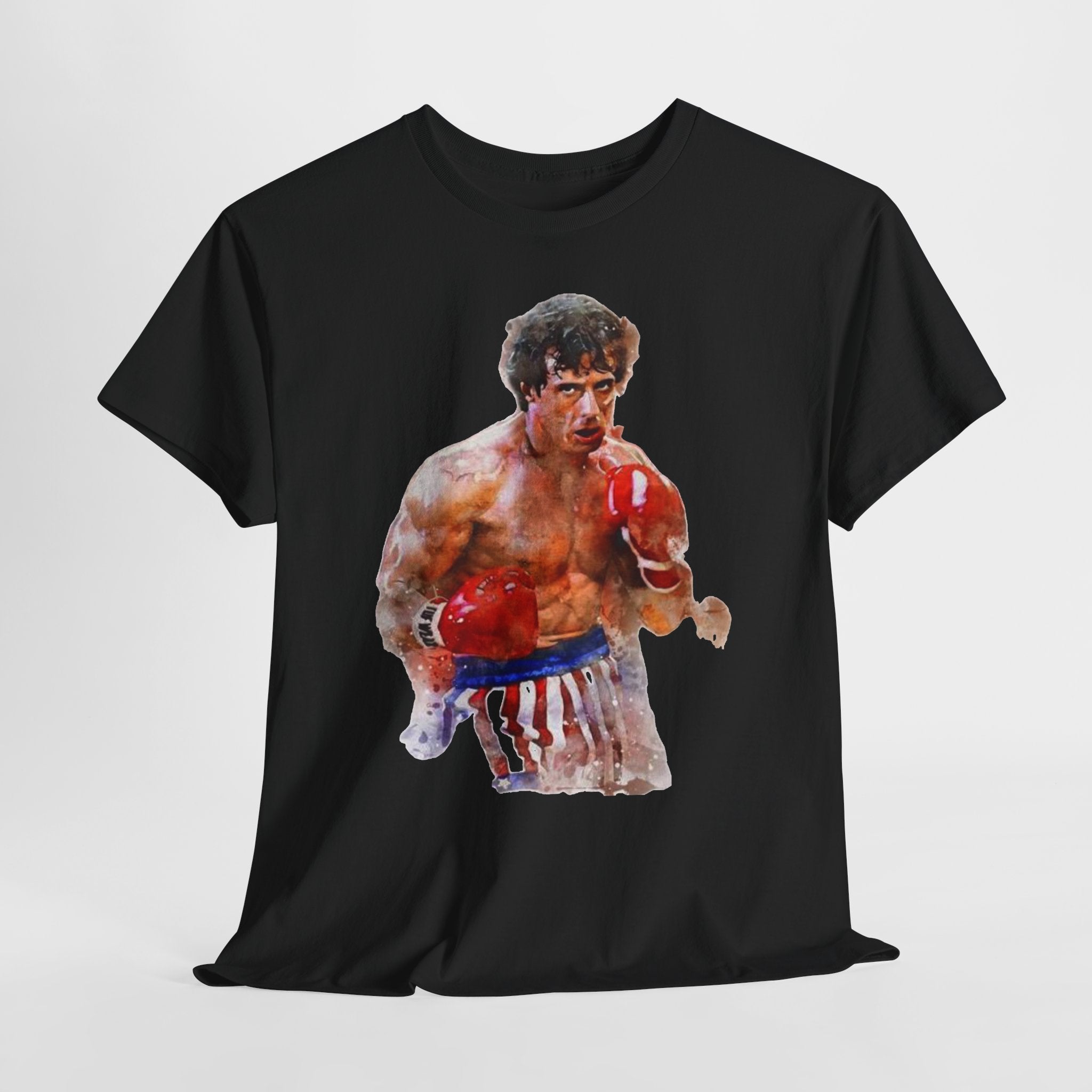 Boxer Rocky Painting T‑Shirt — Vintage American Flag Boxing Tee