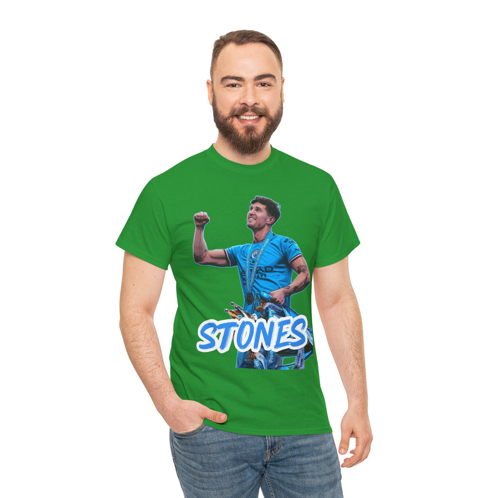 John Stones Manchester City Soccer Fan Tee — Blue Player Graphic T-Shirt