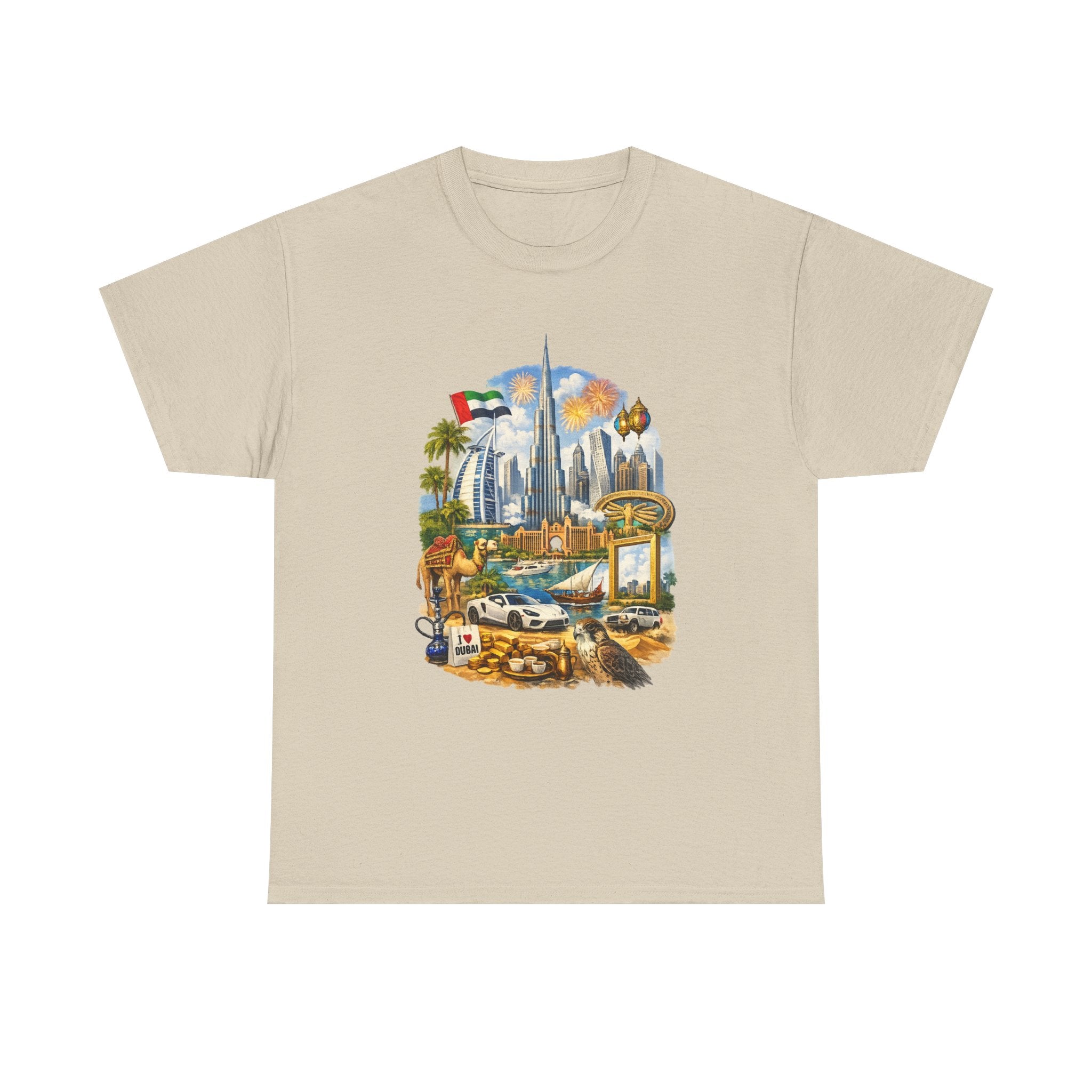 Dubai Skyline Beach Vacation T-Shirt – Retro Travel Collage Tee