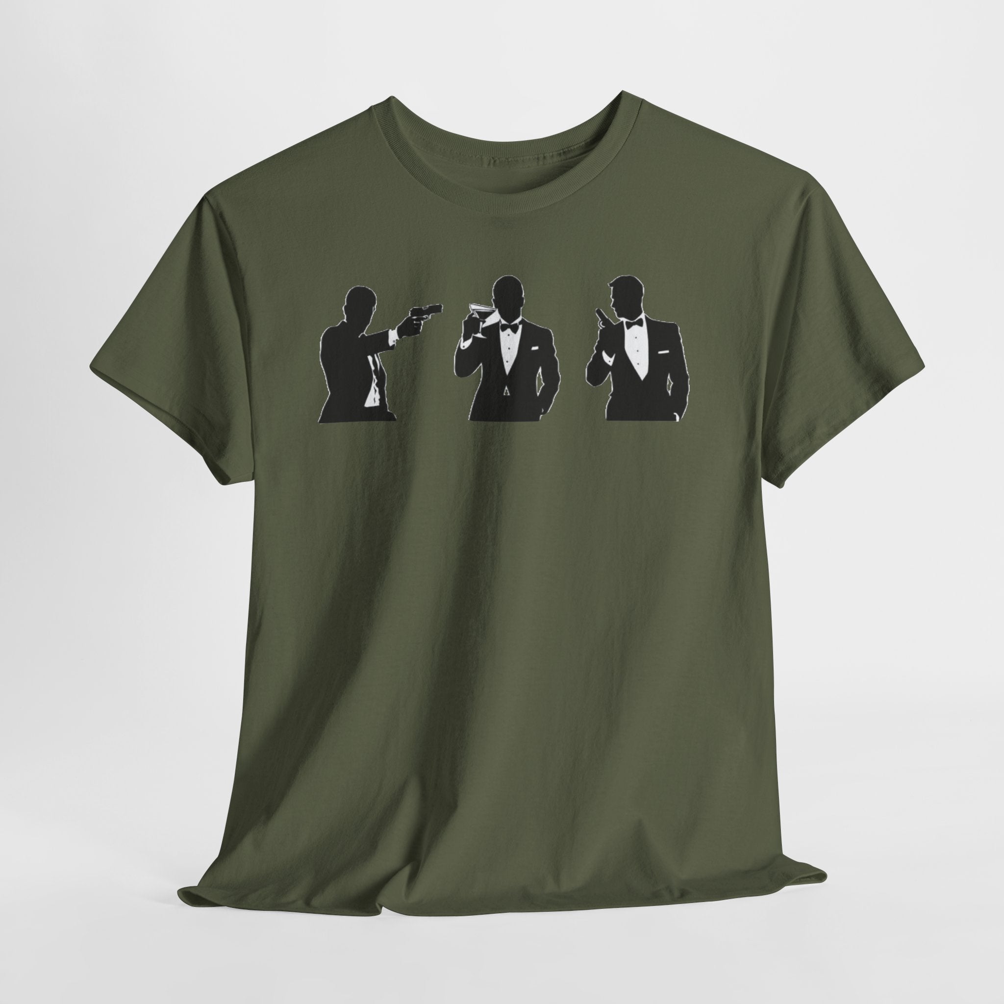 Bond in Suits Silhouette Tee — Classic James Bond Tuxedo Graphic Shirt