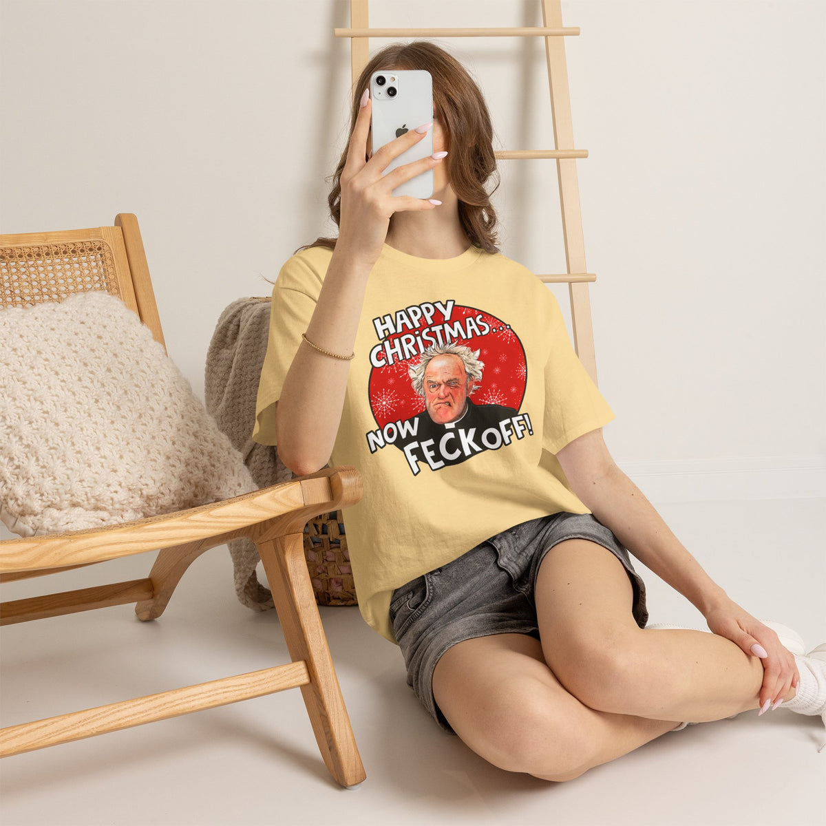 Funny Christmas Tee — “Happy Christmas… Now Feck Off!” Holiday Graphic T-Shirt
