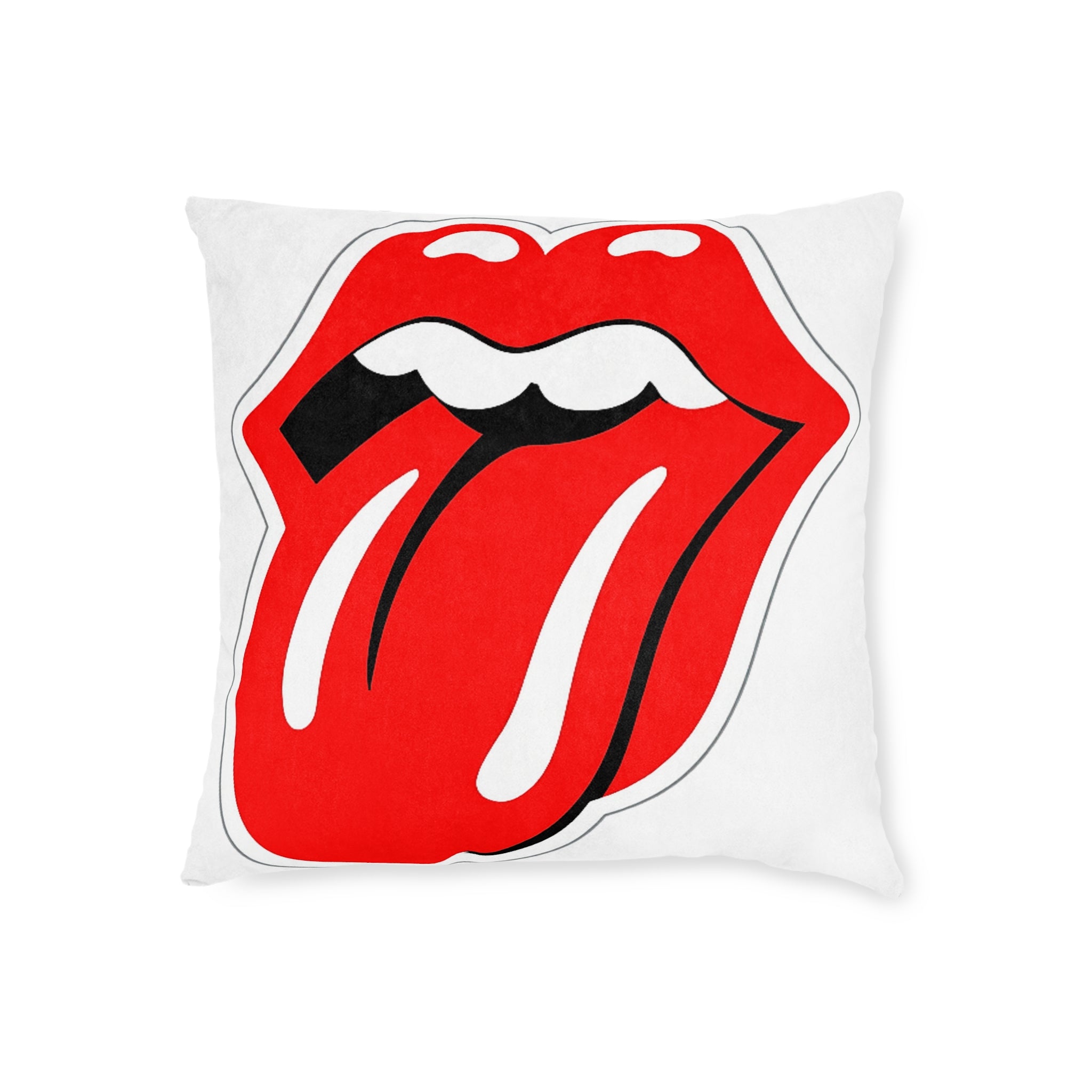 Rock Band Tongue Square Pillow – Retro Music Logo Throw Cushion