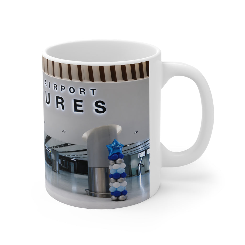 Manchester Airport Departures Terminal 2 Ceramic Coffee Cup (11oz & 15oz)