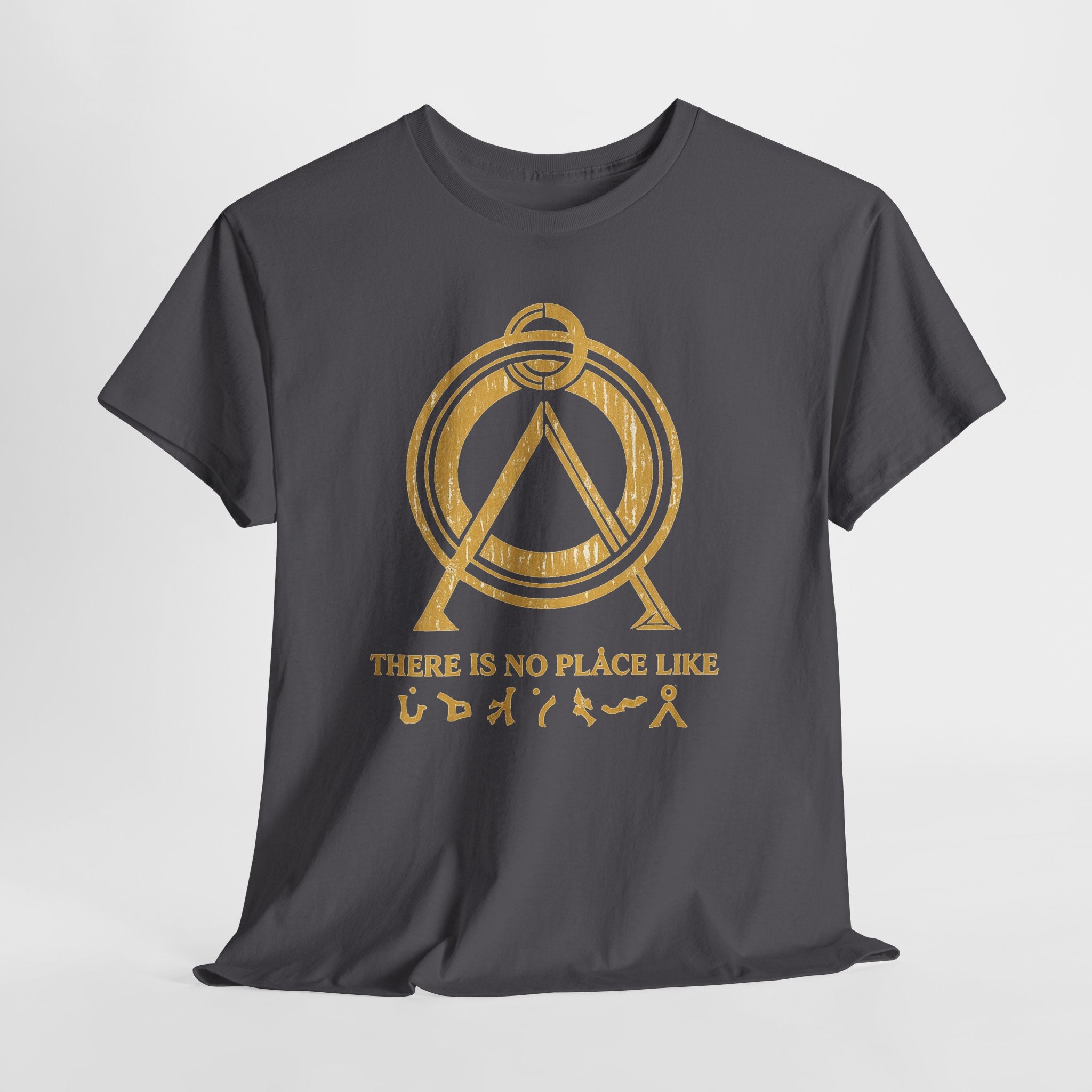 There Is No Place Like Home Graphic Tee — Vintage Gold Sigil T‑Shirt