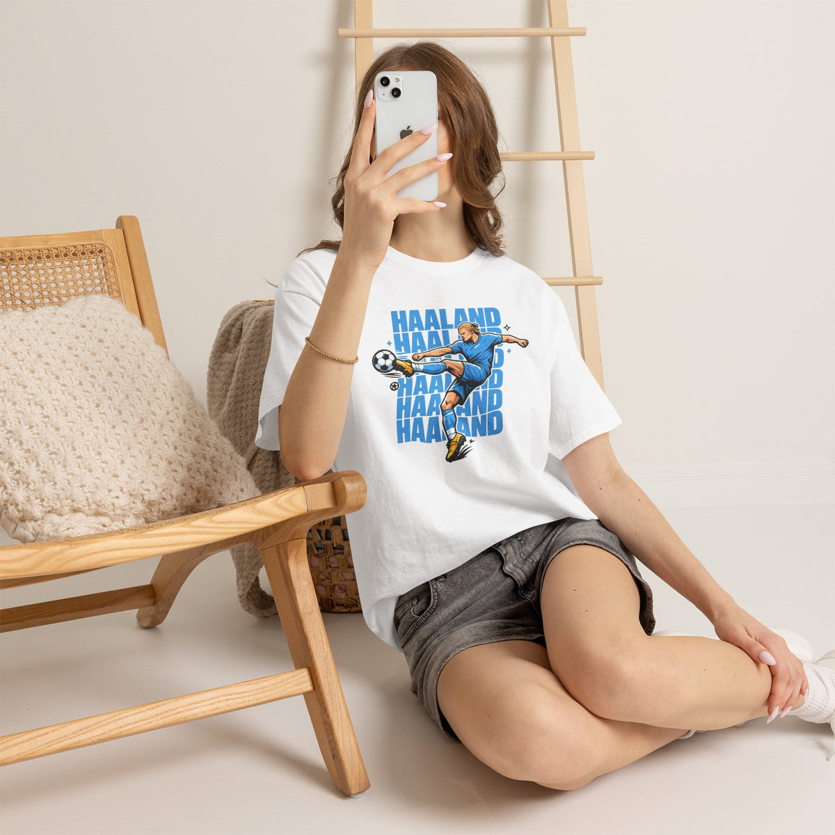 Haaland Manchester City Inspired Cotton T-Shirt — Striker Action Graphic Football Shirt