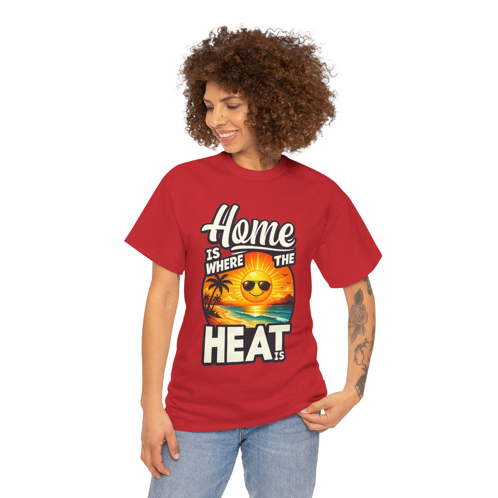 Home Is Where The Heat Is T-Shirt — Retro Beach Sunset Tee