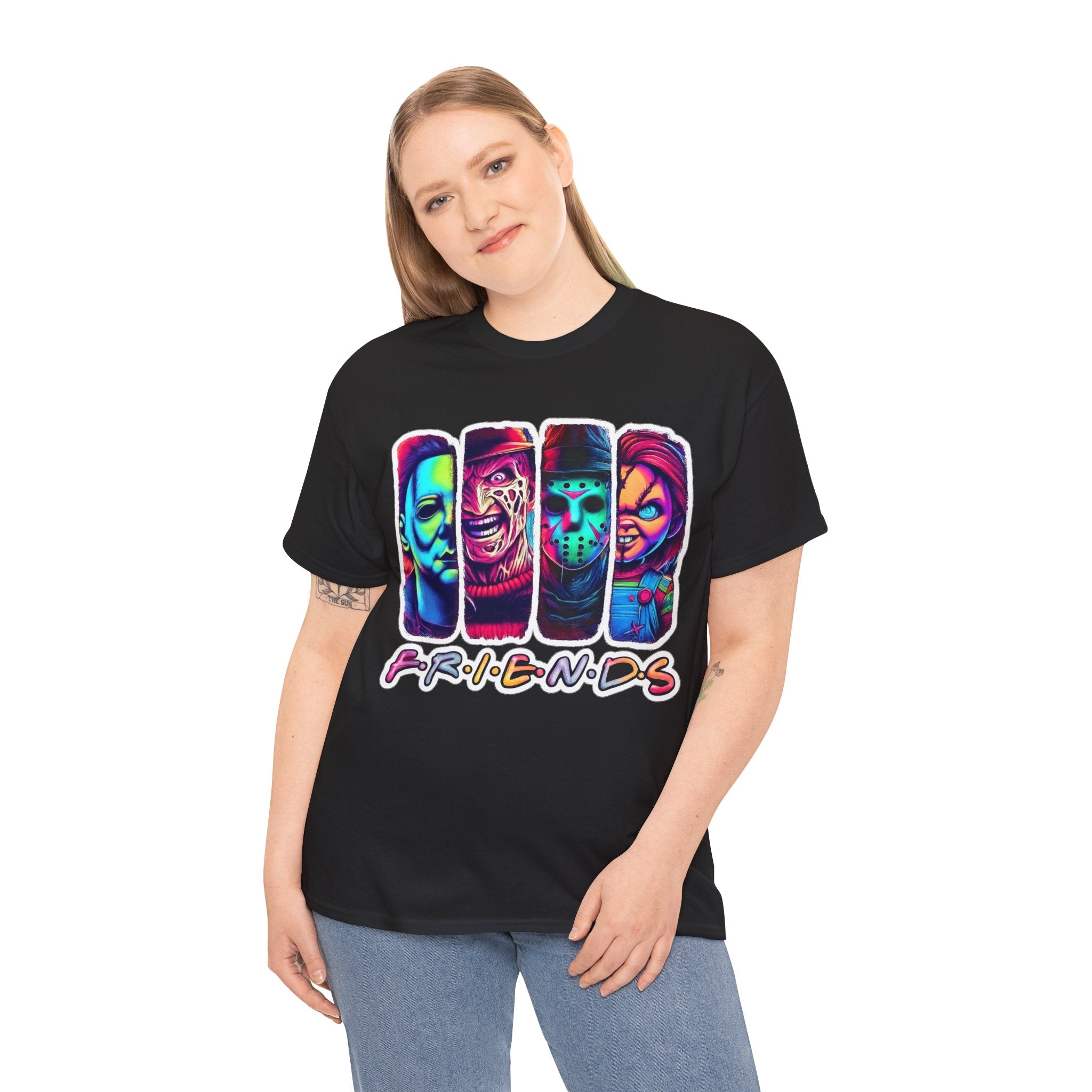 Halloween Horror Icons "Friends" T-Shirt — Neon Retro Slasher Tee
