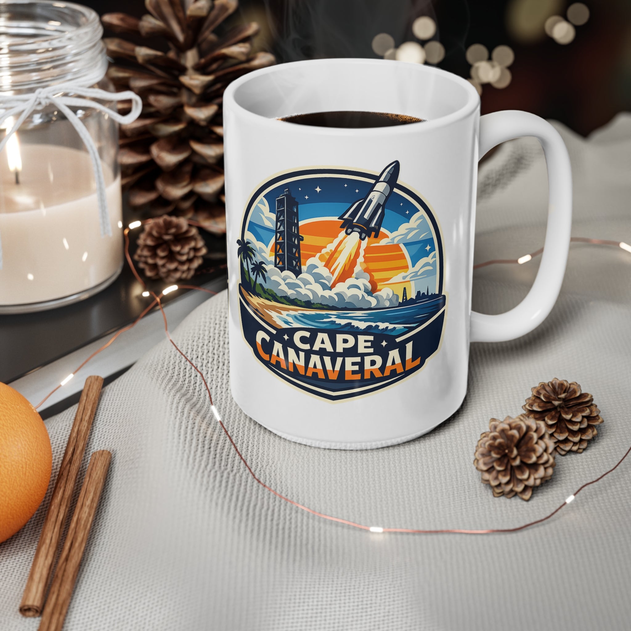 Cape Canaveral Ceramic Coffee Cups, 11oz, 15oz