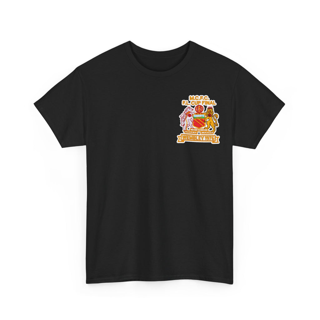 Manchester City 1976 League Cup Final Crest Cotton T‑Shirt — Vintage Football Fan Tee