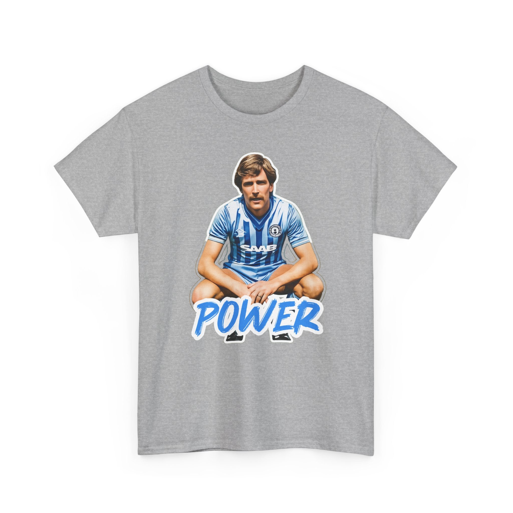 Paul Power Manchester City Legend Player Graphic Tee — Retro Football Jersey Design
