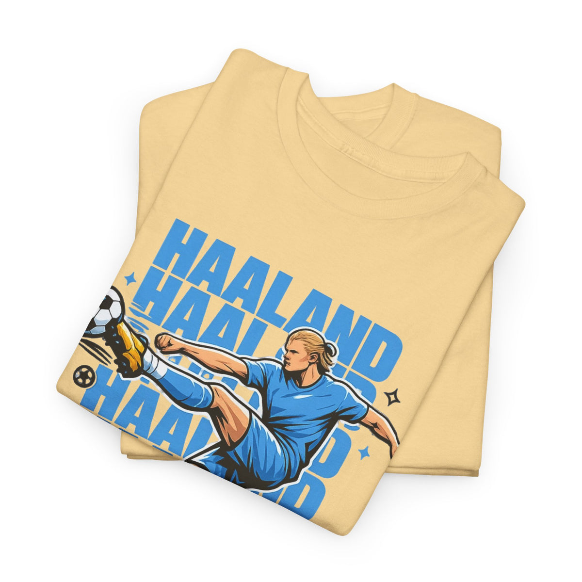Haaland Manchester City Inspired Cotton T-Shirt — Striker Action Graphic Football Shirt