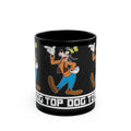 Top Dog Goofy Black Ceramic Mug — Retro Cartoon Character Coffee Cup (11oz & 15oz)