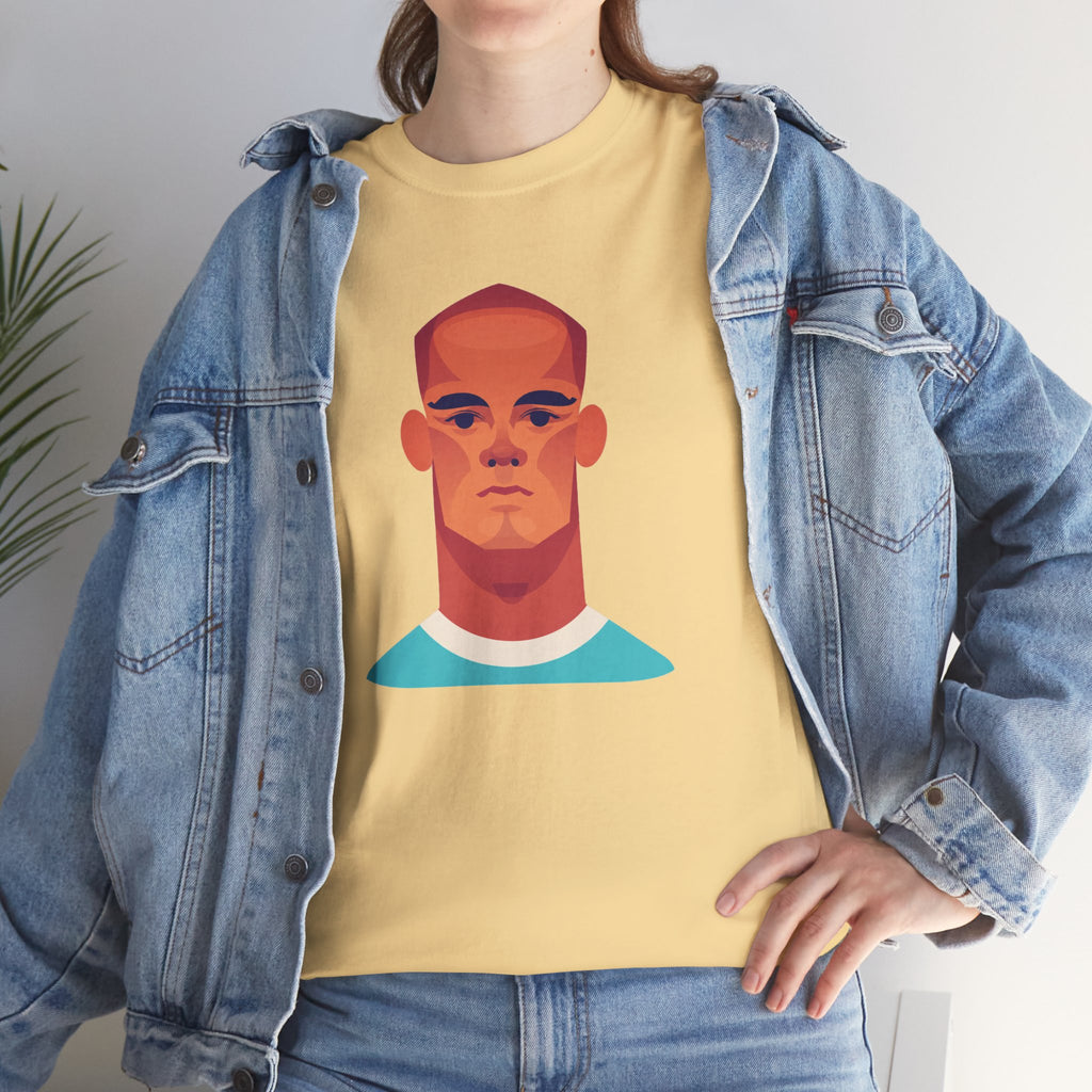 Vinny Kompany Manchester City Legend Minimalist Portrait Tee — Bold Stylized Face Graphic T-Shirt