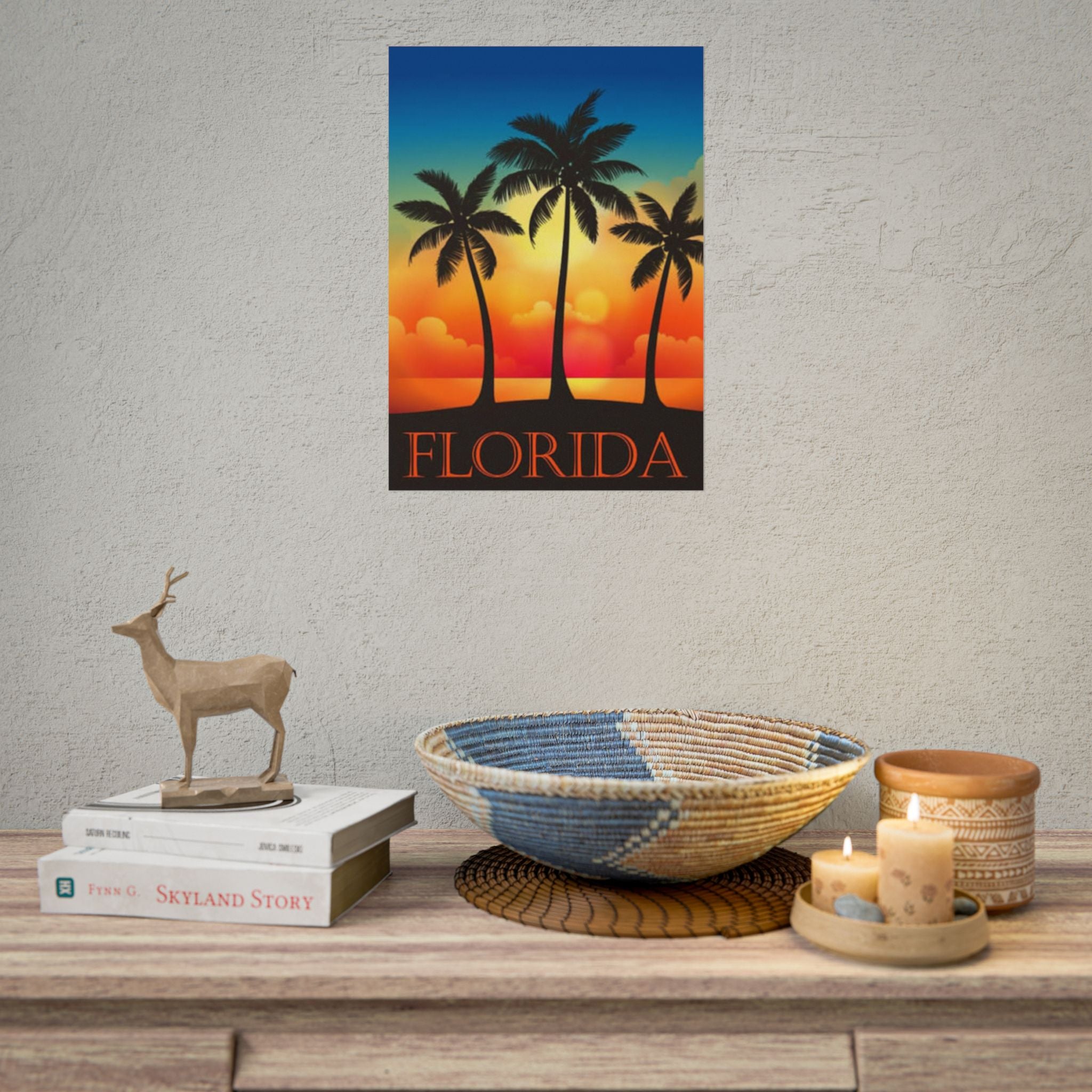 Florida Sunset Palm Poster — Tropical Beach Wall Art
