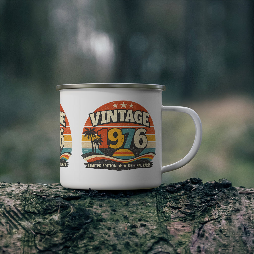 Vintage 1976 Enamel Camping Mug — Retro Birth Year Gift