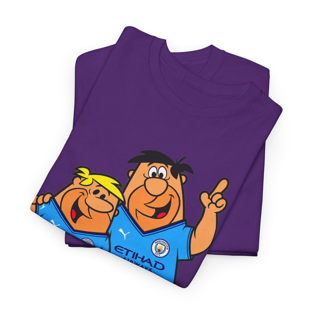 Manchester City The Flintstones Etihad Airways Cartoon Cotton T-Shirt